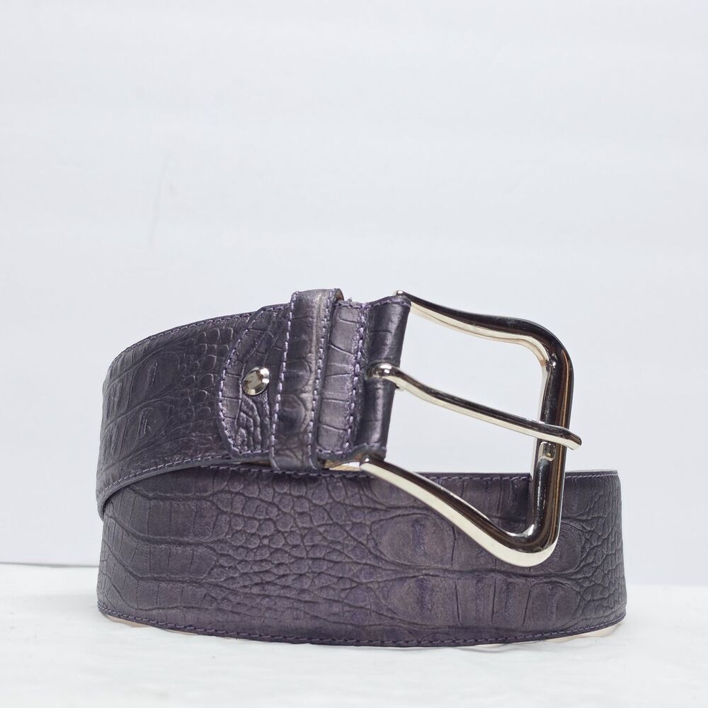 The Tailored Sportsman Gator Print Embossed Leather Belt Purple Passion Size S